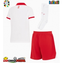 Camisa de Futebol Polónia Equipamento Principal Infantil Europeu 2024 Manga Curta (+ Calças curtas)